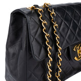 Chanel Quilted Lambskin 24K Gold Maxi Single Flap Crossbody Bag