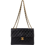 Chanel Quilted Lambskin 24K Gold Jumbo Single Flap Crossbody Bag