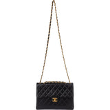 Chanel Quilted Lambskin 24K Gold Jumbo Single Flap Crossbody Bag