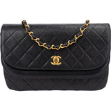 Chanel Quilted Lambskin 24K Gold Halfmoon Double Flap Shoulder Bag