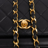 Chanel Quilted Lambskin 24K Gold Halfmoon Double Flap Shoulder Bag