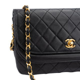 Chanel Quilted Lambskin 24K Gold Halfmoon Double Flap Shoulder Bag