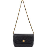 Chanel Quilted Lambskin 24K Gold Halfmoon Double Flap Shoulder Bag