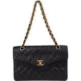 Chanel Quilted Lambskin 24K Gold Double Flap Shoulder Bag