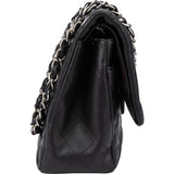 Chanel Quilted Lambskin Palladium Jumbo Double Flap Crossbody Bag