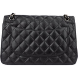 Chanel Quilted Lambskin Palladium Jumbo Double Flap Crossbody Bag