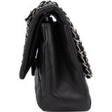 Chanel Quilted Lambskin Palladium Jumbo Double Flap Crossbody Bag