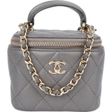 Chanel Grey Lambskin Mini Vanity Crossbody Bag