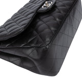 Chanel Quilted Lambskin Palladium Jumbo Double Flap Crossbody Bag