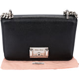 Miu Miu Noir Leather Madras Single Flap Crossbody Bag