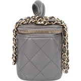 Chanel Grey Lambskin Mini Vanity Crossbody Bag