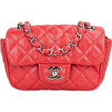 Chanel Quilted Perforated Lambskin Single Flap Crossbody Bag