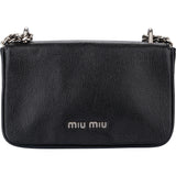 Miu Miu Noir Leather Madras Single Flap Crossbody Bag