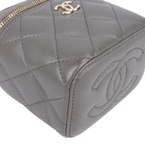 Chanel Grey Lambskin Mini Vanity Crossbody Bag
