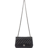 Chanel Quilted Lambskin Palladium Jumbo Double Flap Crossbody Bag