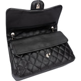 Chanel Quilted Lambskin Palladium Jumbo Double Flap Crossbody Bag