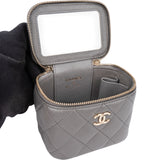 Chanel Grey Lambskin Mini Vanity Crossbody Bag