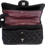 Chanel Quilted Lambskin Palladium Jumbo Double Flap Crossbody Bag