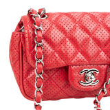 Chanel Quilted Perforated Lambskin Single Flap Crossbody Bag