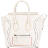 Celine White Leather Tricolor Lining Luggage Handbag