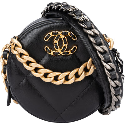 Chanel 19 Quilted Lambskin Round Crossbody Bag