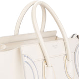 Celine White Leather Tricolor Lining Luggage Handbag