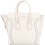 Celine White Leather Tricolor Lining Luggage Handbag