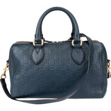 Gucci Blue Leather GG Monogram Boston Handbag