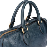 Gucci Blue Leather GG Monogram Boston Handbag
