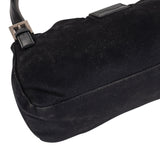 Fendi Black Cotton Baguette Buckle Shoulder Bag