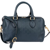 Gucci Blue Leather GG Monogram Boston Handbag