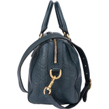 Gucci Blue Leather GG Monogram Boston Handbag