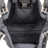 Fendi Black Cotton Baguette Buckle Shoulder Bag