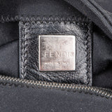 Fendi Black Cotton Baguette Buckle Shoulder Bag