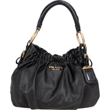Prada Black Leather Bucket Handbag