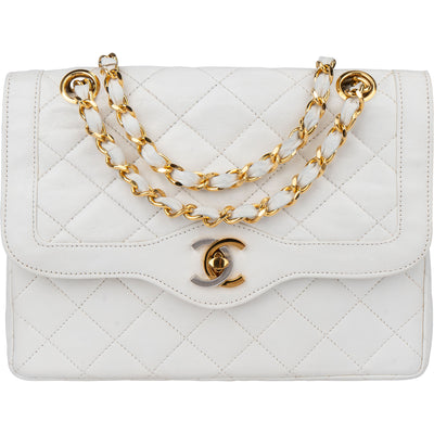 Chanel Quilted Lambskin Bicolor Double Flap Crossbody Bag
