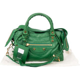 Balenciaga Green Leather Mini City Handbag
