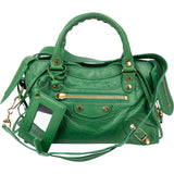 Balenciaga Green Leather Mini City Handbag