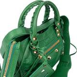 Balenciaga Green Leather Mini City Handbag