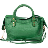Balenciaga Green Leather Mini City Handbag