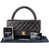 Chanel Quilted Brown Lambskin 24K Single Flap Handbag