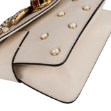 Gucci White Leather Queen Margaret Bee Shoulder Bag