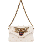 Gucci White Leather Queen Margaret Bee Shoulder Bag