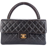 Chanel Quilted Brown Lambskin 24K Single Flap Handbag