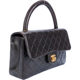 Chanel Quilted Brown Lambskin 24K Single Flap Handbag