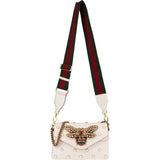 Gucci White Leather Queen Margaret Bee Shoulder Bag