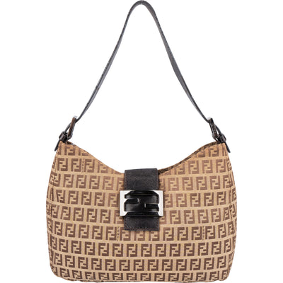 Fendi FF Monogram Baguette Buckle Shoulder Bag - vintageandkickz
