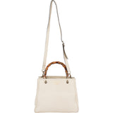 Gucci White Leather Bamboo Handbag