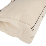 Gucci White Leather Bamboo Handbag