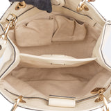 Gucci White Leather Bamboo Handbag